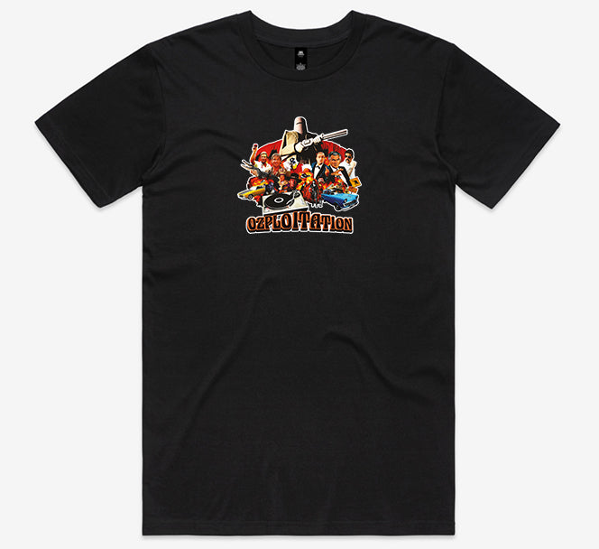 Ozploitation Tee (Black/White) + Sticker Pack
