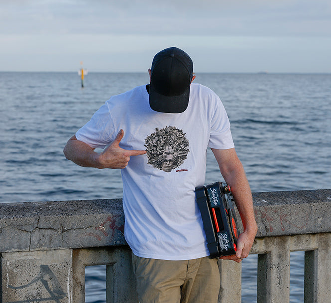 Flare Dinkum Tee (Black/White) + Sticker Pack