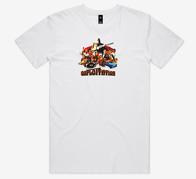 Ozploitation Tee (Black/White) + Sticker Pack